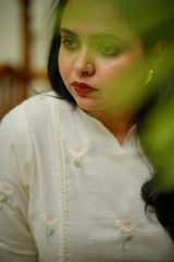 Kota Embroidery Dress : Pink and White