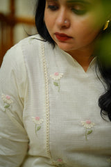 Kota Embroidery Dress : Pink and White