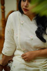 Kota Embroidery Dress : Pink and White