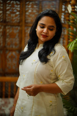 Kota Embroidery - White and Yellow