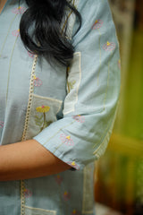 Blue Embroidery Kurti Dress