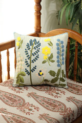 Floral Embroidery Cushion Cover (16x16 inches)