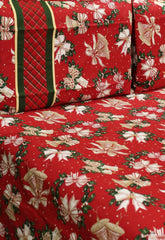 Bedsheets - Queen Premium check floral embroidery bedsheet Xmas theme edition