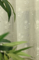 Curtains - Premium embroidery sheer curtains - White Base