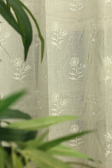 Curtains -Premium embroidered sheer curtain white colour (lightening difference )
