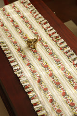 Onam Handblock Table Runner with Ruffled Edges - 4 seater