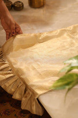 Onam Striped Table Runner with Ruffled Edges - 4 seater
