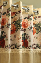 Curtains:Floral printed sheer curtains