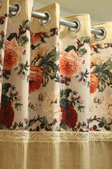Curtains:Floral printed sheer curtains
