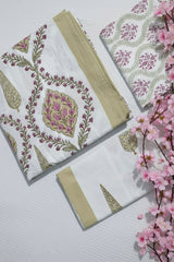 Bedsheets-King Premium Handblock printed bedsheets Whitelily