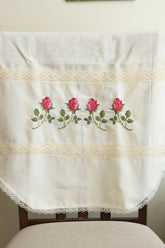 Chair / sofa back - cross stitch embroidery single pieces off white colour