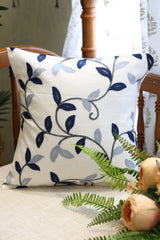 Navy Blue & Grey Vine Embroidered Cushion Cover - Pre booking