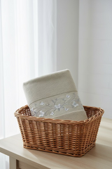 Premium Floral Embroidery Bath Towel – Pastel
