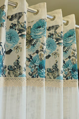 Curtains:Floral printed sheer curtains