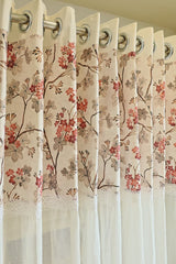 Curtains:Floral printed sheer curtains