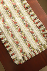 Onam Handblock Table Runner with Ruffled Edges - 4 seater