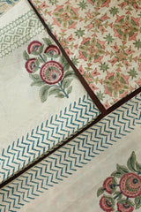 Bedsheets - King percale cotton handblock white lily bedsheets