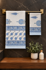 Towels - Waffle Handblock print Towel Set