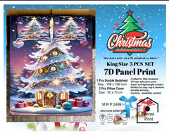 King size 7D Panel Print Bedsheet Set Xmas Edition