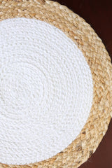 White Center Braided Table Coaster / Placemat (14 Inch)