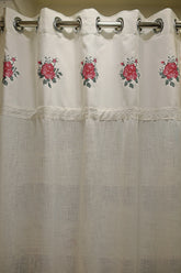 Curtains : Premium designer cross stitch embroidery sheer curtains(7-10 working days to dispatch )