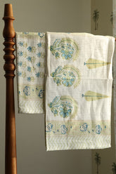 Towels - Waffle Handblock print Towel Set