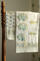 Towels - Waffle Handblock print Towel Set