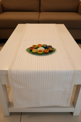 Onam Striped Table Runner with Side Lace - 8 seater