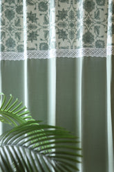Premium Sage Green Embroidery Opaque Curtain busan