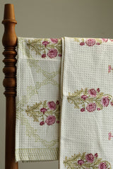 Towels - Waffle Handblock print Towel Set