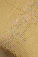 Premium Floral Embroidery Soft Cotton Queen Bedcover Set with Ruffled Pillow Covers