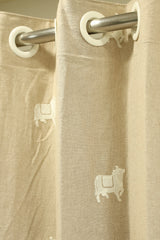 Curtains - jute beige opaque embroidery curtains