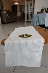 Onam Striped Table Runner with Side Lace - 8 seater