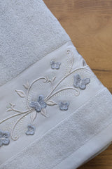 Premium Floral Embroidery Bath Towel – Pastel stella
