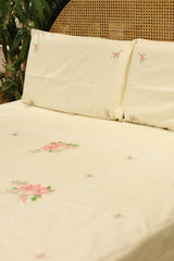 Premium Cross stitch Embroidery Cotton King Size Bedspread Set