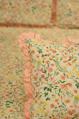 Bedsheets - Premium king floral printed lace bedsheet with cushion covers bud