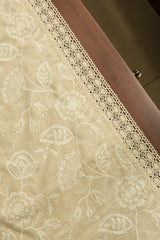 Embroidered Floral 6 Seater Table Runner with Lace Border