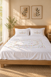 King Size Premium Machine Embroidery Bedsheet Set with 2 Pillow Covers (108x108)