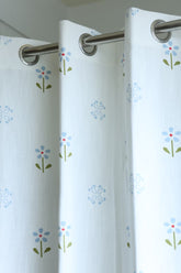 Curtains - Daisy Bloom Printed Opaque Curtain Blue harmony