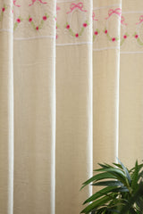 Curtains - Embroidery designer opaque curtains Blush bow