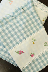 Bedsheets - Queen Premium check floral embroidery bedsheet