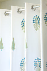Curtains - Handblock printed curtains white base