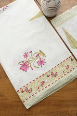 Bedsheets - Queen percale cotton handblock white lily bedsheets