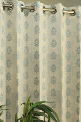 Curtains-Premium embroidered sheer curtains white base