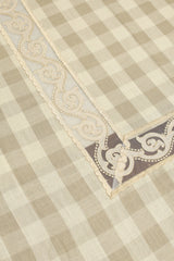 Classic Checkered 6 -Seater Tablecloth with Embroidered Lace Border