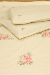 Premium Cross stitch Embroidery Cotton King Size Bedspread Set