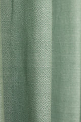 Green Woven Opaque Curtain with White Crochet Lace Border
