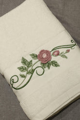 Premium Floral Embroidery Bath Towel – Pastel