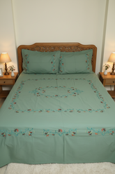 Bedsheets:King Premium Hand Embroidered Bedsheets HEK