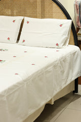 Premium Cross stitch Embroidery Cotton King Size Bedspread Set